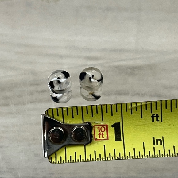 Earrings Black White Marble Fake Tapers And Plugs Acrylic 18G - Picture 3 of 4